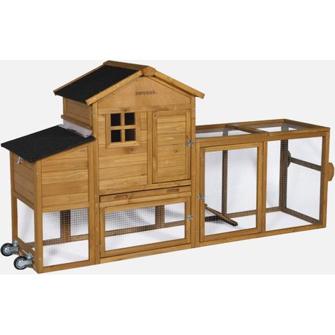 Gallinero de madera de abeto con ruedas para 3 a 5 gallinas (1/5)