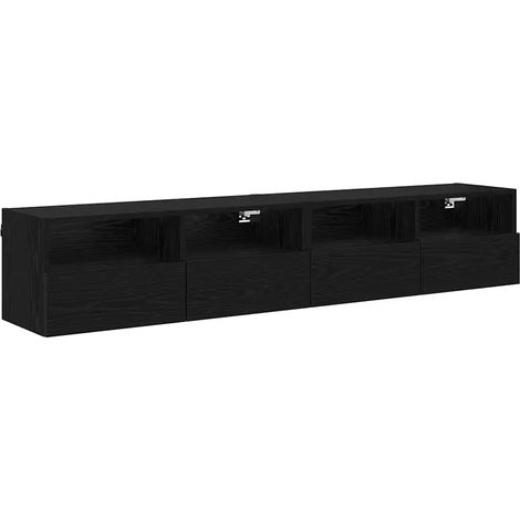 Lot de 2 meubles TV muraux design moderne 80 x 30 x 30 cm en bois d'ingénierie chêne noir