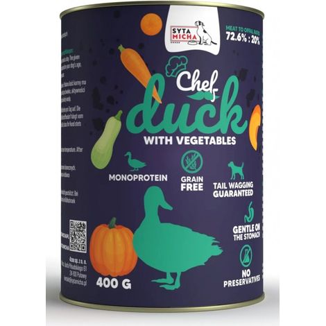 SYTA MICHA Ente mit Gemüse Nassfutter für Hunde, Dose 12 x 400 g