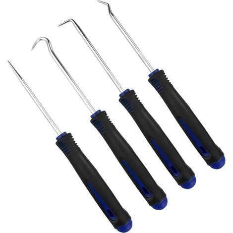 4-teiliges Hakenset, Feinmechaniker-Werkzeug und Schraubendreher, Werkzeug zum Entfernen von Türverkleidungen, Dichtungsabzieher, Werkzeug zum Entfernen von O-Ringen (blau) (1/5)