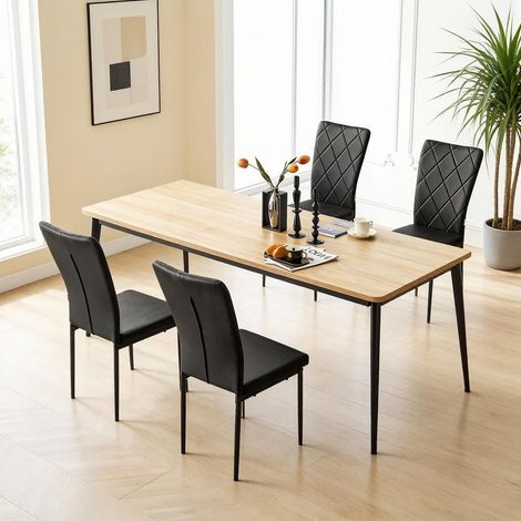 Chaises design confortables pour cuisine, salle à manger, salon, réception et salle d'attente - Lot de 4 sièges élégants, assise rembourrée, usage polyvalent. (1/5)