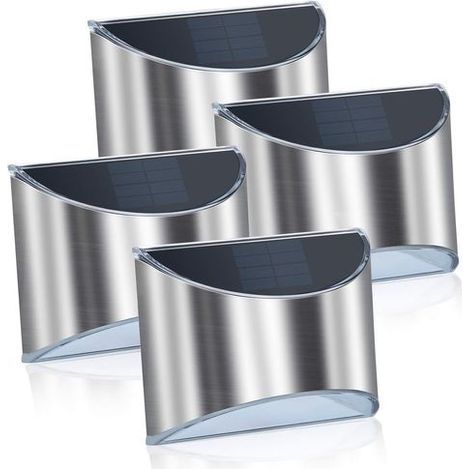 Lampes solaires d'extérieur, applique murale solaire LED, lot de 4 lampes solaires en acier inoxydable-AquaForge (1/5)