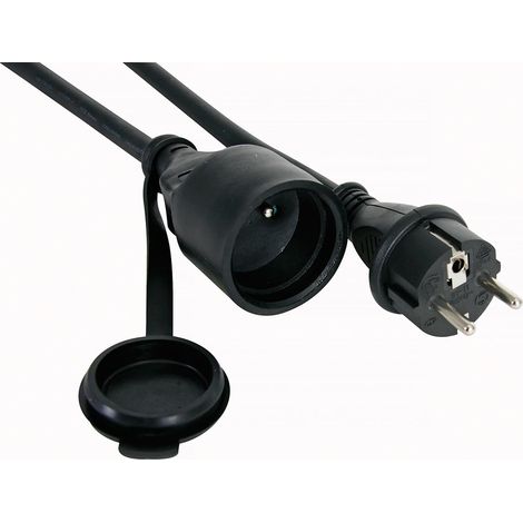 Perel Verlängerungskabel 5 Meter H05RR-F 3G2.5 16 A 230 V 3680 W Gummi schwarz IP44 Schuko Typ E/F geerdet Außenbereich flexibel Garten Werkstatt Elektrowerkzeuge