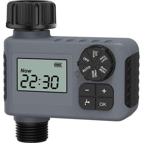 Minuterie de robinet pour tuyau d\'arrosage extérieur, minuterie d\'arrosage programmable avec retardateur de pluie/système d\'irrigation goutte à goutte manuel/automatique et système d\'arrosage de p (1/5)