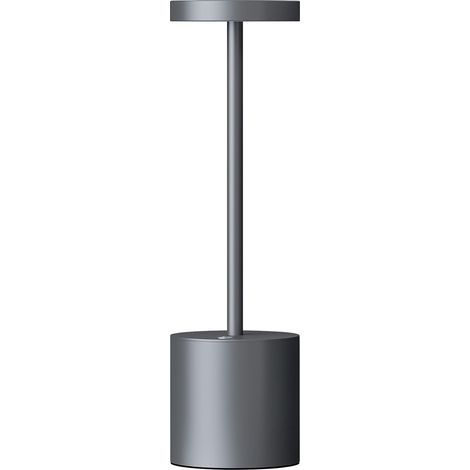 Lampada da tavolo a LED ricaricabile e senza fili con porta USB da 1200 mAh, realizzata in alluminio, ideale per sala da pranzo o ufficio (nera) (1/5)