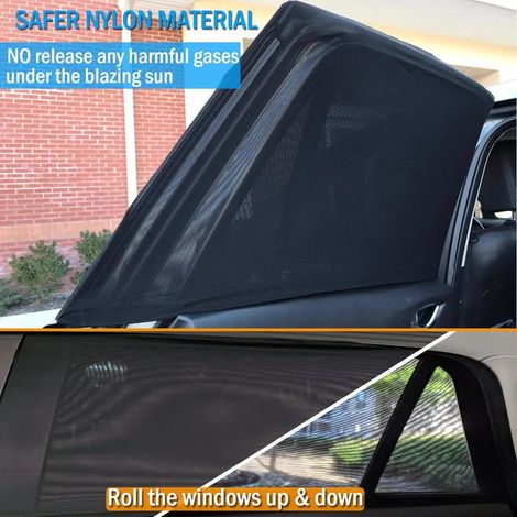 Passend für die meisten Modelle, Auto-Fensterblende. Fensterglas für Camping. Mesh-Bildschirm, gute Elastizität und atmungsaktiv. Vollständige Abdeckung (2 Stück) (1/5)