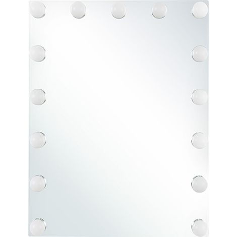Espejo de tocador de pared con LED blanco 40 x 50 cm rectangular estilo hollywood Lucenay (1/5)
