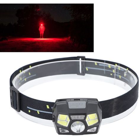Linterna frontal LED con carga USB, luz potente, resistente al agua, sensor de movimiento, recargable, ideal para pescar y correr de noche. (1/4)