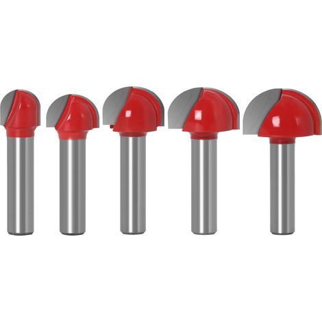 5 Pièces Fraise à Fond Rond Bois, 8mm Routeur Core Box Bits Tige 12/16/ 19/22/25mm,Fraise Defonceuse,Fraise à Rainurer,Fraise à Bois Raboter Outil de Travail du Bois,Queue Mèches Routeur Bits (1/5)