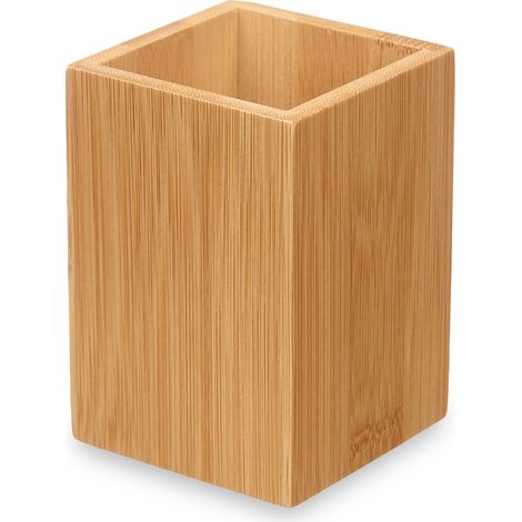 Zahnputzbecher, quadratisch, aus Bambus, 6,8 x 6,8 x 9,7 cm