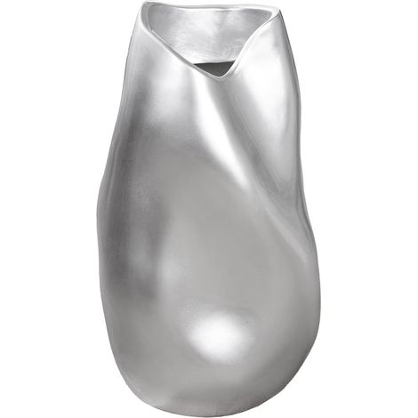 Vase en résine synthétique - Aspect métallique - Forme Organique - Argenté - Hauteur : 50,5 cm - Largeur : 27 cm (1/3)