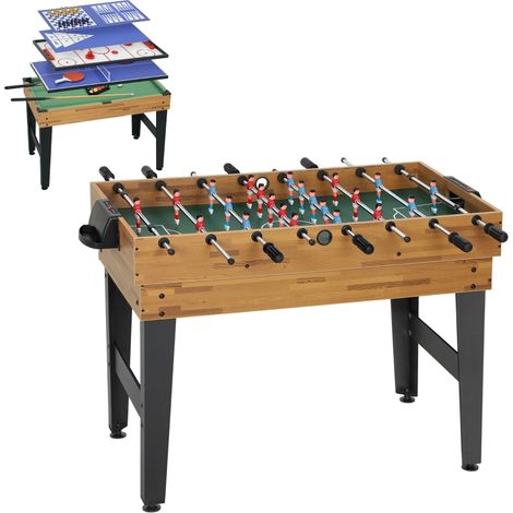 Table de jeu 13-en-1, en MDF et plastique, noyer, pour maison et usage quotidien, Foot-ta, Échecs Tennis de table et plus encore