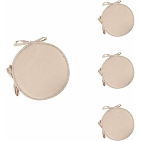 Lote de 4 galettes de chaise rondes 30x30cm – Tissu poliéster de alta calidad – Fijaciones seguras para interior y exterior