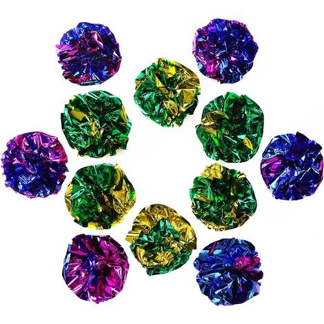 Cat Toy Mylar Balls Crinkle Crackle Balls Kitten Toys Assorted Colours (1/4)