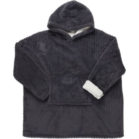 Plaid Sweat à Capuche "Chevron" 85x115cm Gris Foncé (1/4)