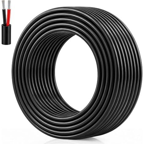 Câble Électrique 18 AWG 2x0,75 mm², Câble 2 Conducteurs Rouge et Noir, Cuivre Étamé Souple, 5V/12V/24V/220V, Câble d’Extension pour Ruban LED et Bricolage (1/5)