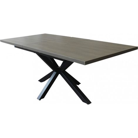 Tavolo allungabile con piano in mdf antracite e struttura in metallo nero 90x160/200xH75 cm Gariè