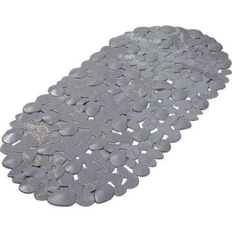 Alfombrilla de baño antideslizante con estampado de piedra - con ventosas - lavable - disponible en varios colores - 34 x 68 cm - Gris