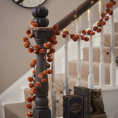 Rustic Branching Velvet Pumpkin Garland (1/2)