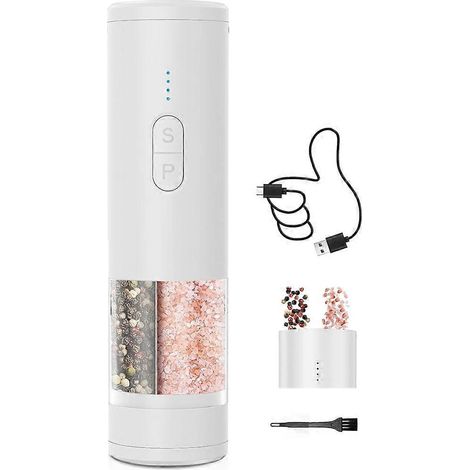 Ensemble de moulins à sel et à poivre électriques 2 en 1, rechargeables par USB, moulins à sel et à poivre automatiques, finesse de mouture réglable (1/5)