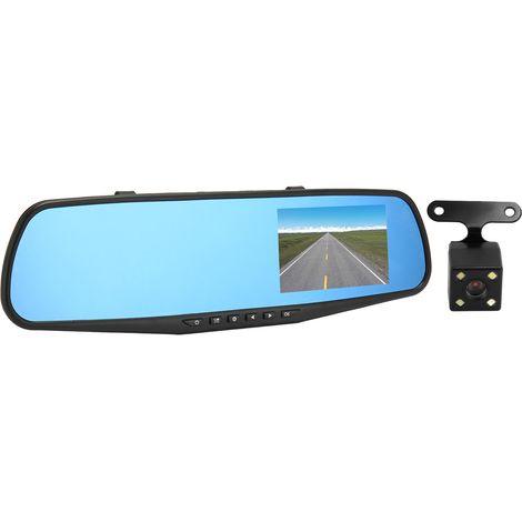 Rétroviseur intelligent avec caméra de recul 4,3 pouces 1080P, détecteur de chocs et stabilisation pour stationnement et conduite.