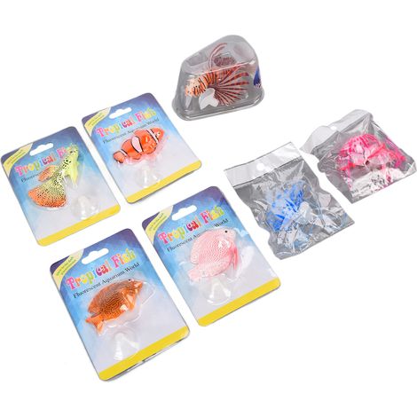 Lot de 7 décorations flottantes pour aquarium, poissons en silicone colorés réalistes (1/5)
