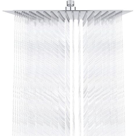Stainless Steel Shower Head - Water Saving, 30cm Square Shower Head, Universal Rain Shower Head with 1/2 inch Thread, 360° Swivel, 30° Tilt, Easy to Install and Clean (1/5)