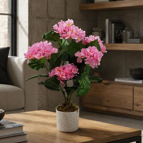 55cm Artificial Pink Hydrangea Plant Premium (1/5)