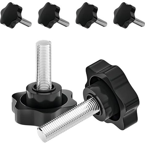 4 Pièces Boutons de Serrage M6 x 16mm Étoile en Plastique Moletées Vis de Serrage Bouton, Vis Fixation Serrage Bouton, Star Vis Moletée (1/5)