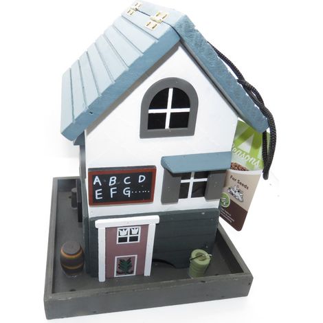 Mangeoire Ecole en bois, à graines pour oiseaux  18 x 18 x 23.5 cm - animallparadise (1/5)
