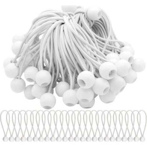 Lot de 50 Tendeur Elastique Cordons Élastiques avec Boules Sandow Elastique Boules Elastiques pour chapiteaux, tentes, bannières et bâches