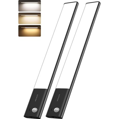 Lampe LED Rechargeable, 38CM Barre LED Cuisine avec Détecteur de Mouvement Intérieur, Lumière Sans Fil avec Batterie 3500mAh, Éclairage LED Cuisine Sous Meuble,Noir (1/5)