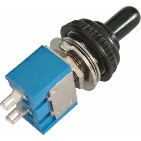 10 interrupteurs bleus à bascule SPDT 2 broches ON-Off 125V 6A/250V 3A autobloquants, 10 capuchons étanches inclus pour automobile (1/5)