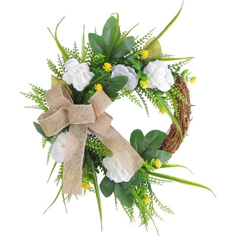 Guirlande Porte - Guirlande Artificielle Magnolia - Décoration Porte D'Entrée Printemps Automne Été - 35 x 30 cm - 1 Pièce (1/5)
