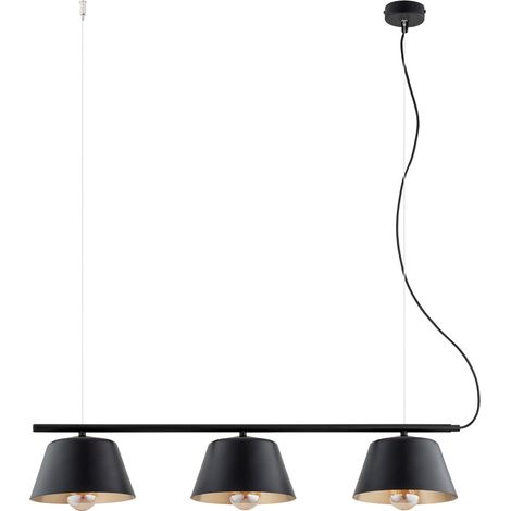 Suspension noire 3 abat-jours or GELATO 3xE27 réglable (1/5)