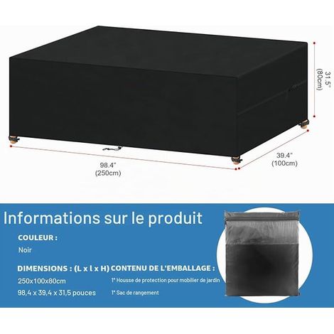 Outdoor Garden Furniture Cover - 250 x 100 x 80 cm (1/4)