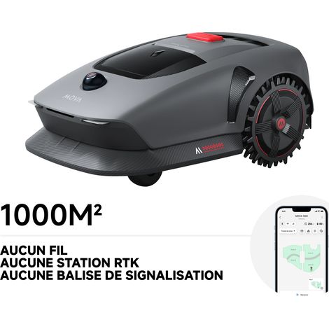 MOVA 1000 – Robot tondeuse avec cartographie UltraView™ jusqu’à 1000 m², évitement intelligent des obstacles, station de charge sans fil, grandes surfaces