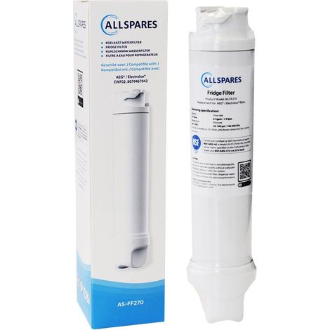 Filtro acqua AllSpares per frigorifero, compatibile con AEG-Electrolux EWF02 / 8079467042
