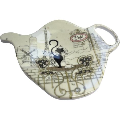 Soucoupe pour sachet de thé chat café parisien (1/2)