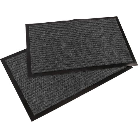 2 tapis de sol d'entrée intérieur en fibre synthétique absorbant antiglisse lavable en machine pour salle de bain cuisine couloir (1/5)