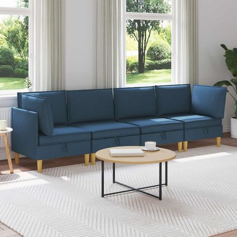 vidaXL Modular Sofa Set mit Stauraum 4 pcs Blau Stoff (1/5)