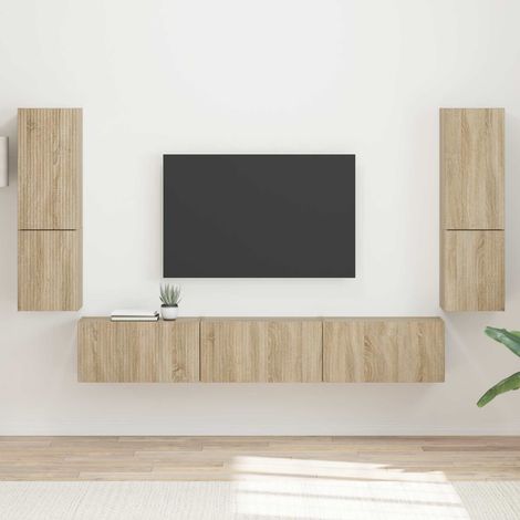 TV-Schrankset Wandmontiert 4 pcs Sonoma-Eiche Holzwerkstoff