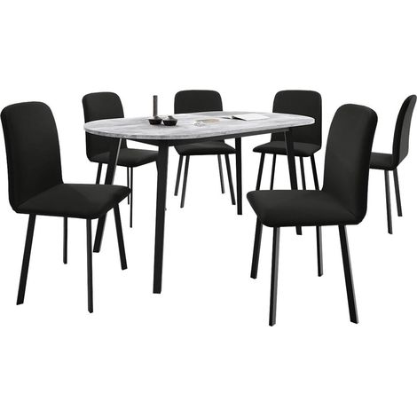 Conjunto de mesas y sillas para comedor Edmond 121, Amor Velvet 4322, 77x80x150cm, Diámetro: 0, Número de asientos: 6, Estilo: Contemporary