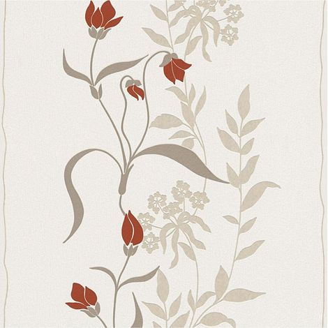 Flowers wallcovering wall Profhome 958741 non-woven wallpaper textured with floral pattern matt cream red beige 5.33 m2 (57 ft2) (1/5)