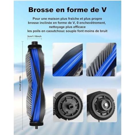 Per Ecovacs Deebot T50 / T50 Pro Omni / T50 Omni Gen2 / T50 Pro Omni Gen2, Kit d&39Accessoires de 27 Pièces : 1 Brosse, 6 Brosses Latérales, 8 Tampons de Serpillière, 4 Filtres HEPA, 6 Sacs à Poussièr (1/5)