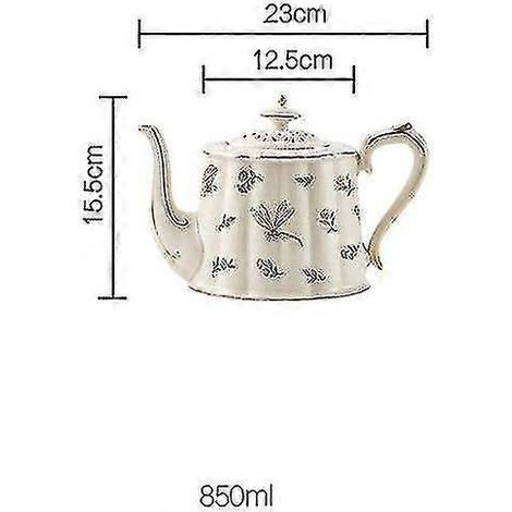 Ensemble tasse, soucoupe et bouilloire style européen à motif floral (1/5)