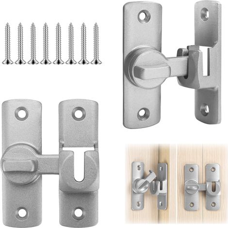 Serrure de porte coulissante 90/180 degrés avec vis, verrouillage de porte intérieur, loquet de porte autour du coin, serrure de sécurité pour cuisine, fenêtre, jardin, salle de bain (1/5)