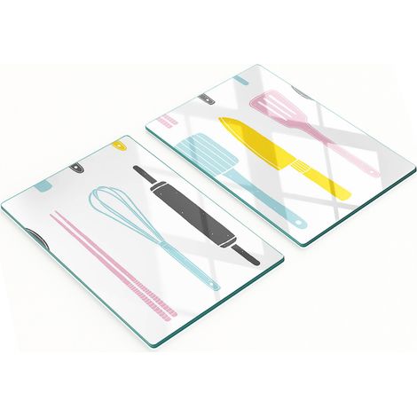 Küchenschneidebretter aus Glas mit Grafiken, Küchenausstattung, 2 x 40 x 52 cm (1/5)