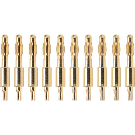 Lot de 10 fiches bananes mâles 4mm dorées à souder pour tests électriques DIY (1/5)