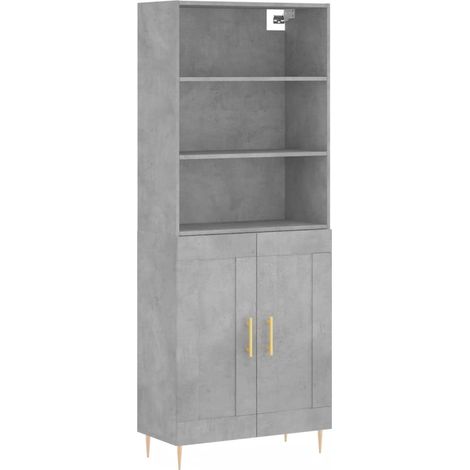 Credenza buffet cassettiera mobile contenitore organizer cucina soggiorno soggiorno alto 69,5 x 34 x 180 cm derivati del legno grigio 020034681